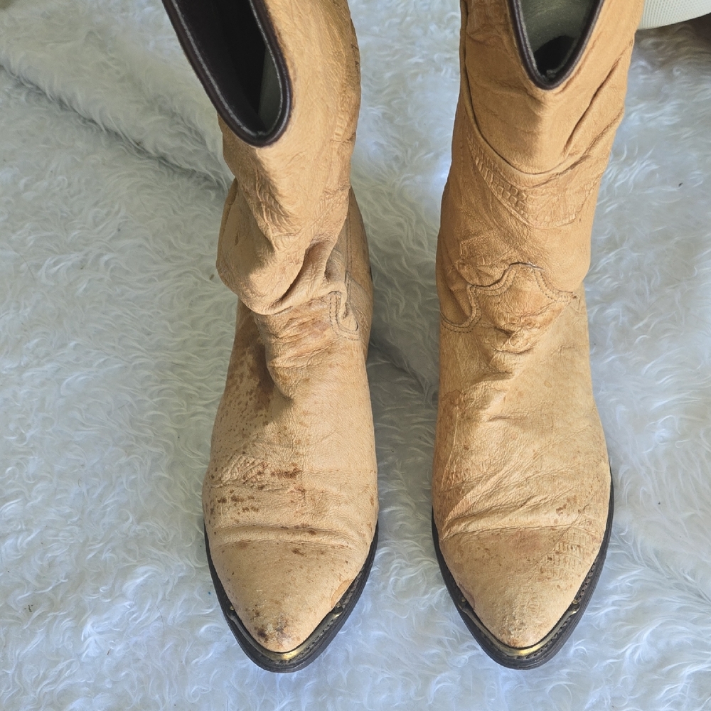 🤠 Tan Leather Cowboy Boots — Women’s Size 6.5 M